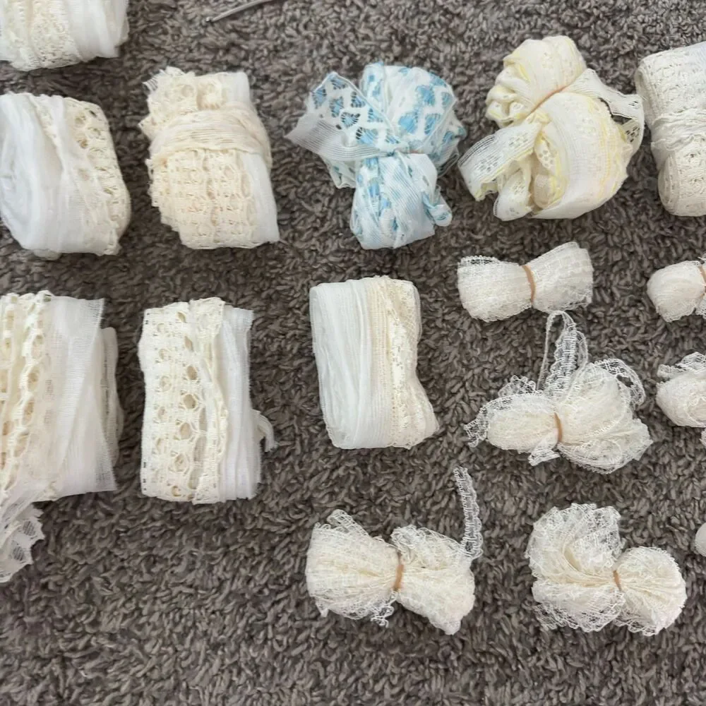 VTG Lace Trim Sewing Lot White Ivory Crochet Cotton Eyelet Ribbon Ribbon Crochet